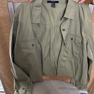Green crop button up